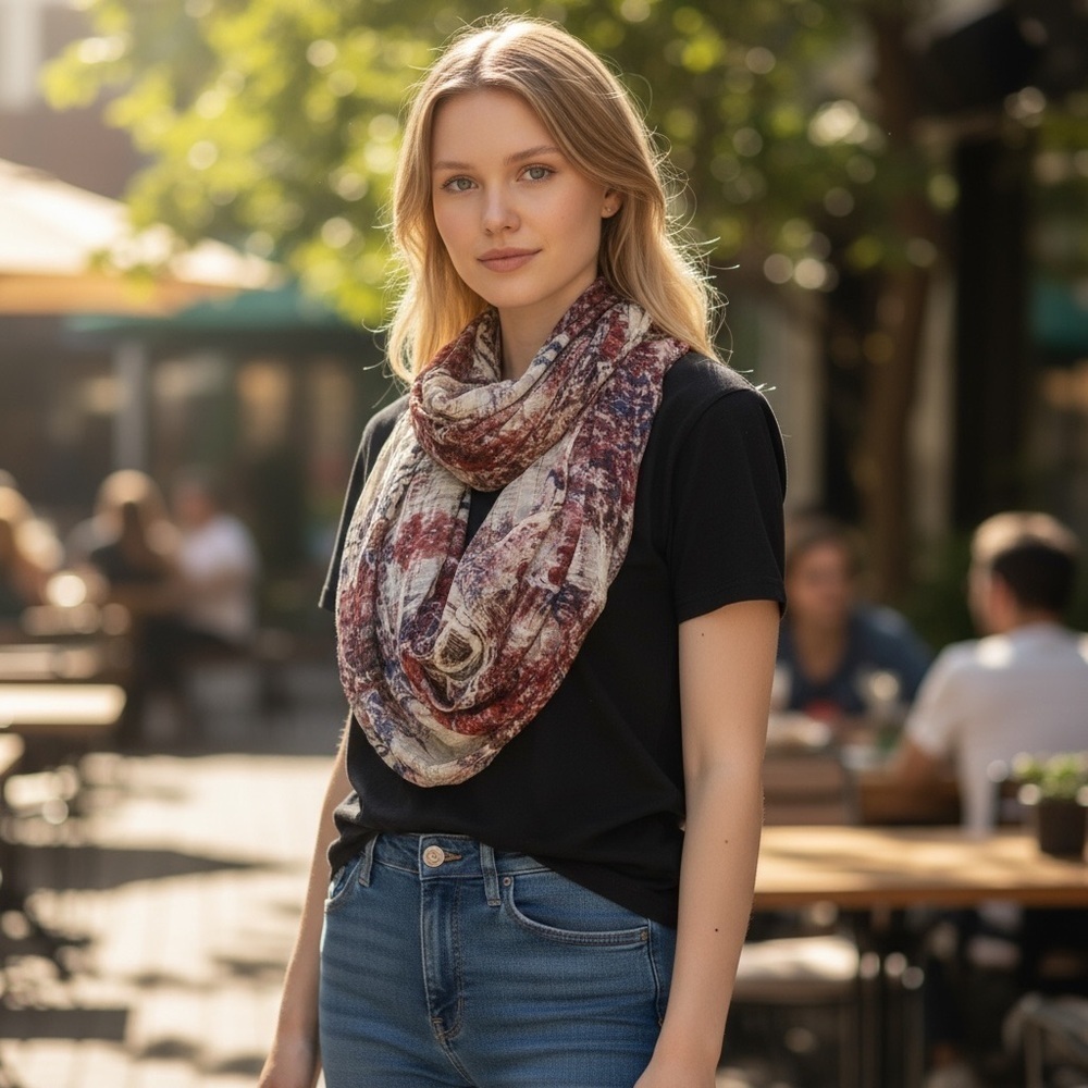 Ecote Multi Color 100% Viscose Infinity Scarf